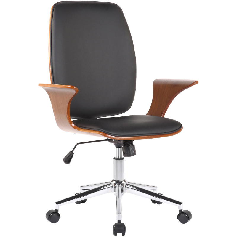 Chaise de bureau Burbank en similicuir noyer/noir