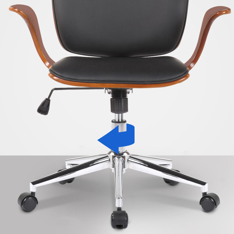 Chaise de bureau Burbank en similicuir noyer/noir