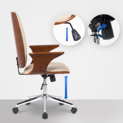 Chaise de bureau Burbank en similicuir noix/crème