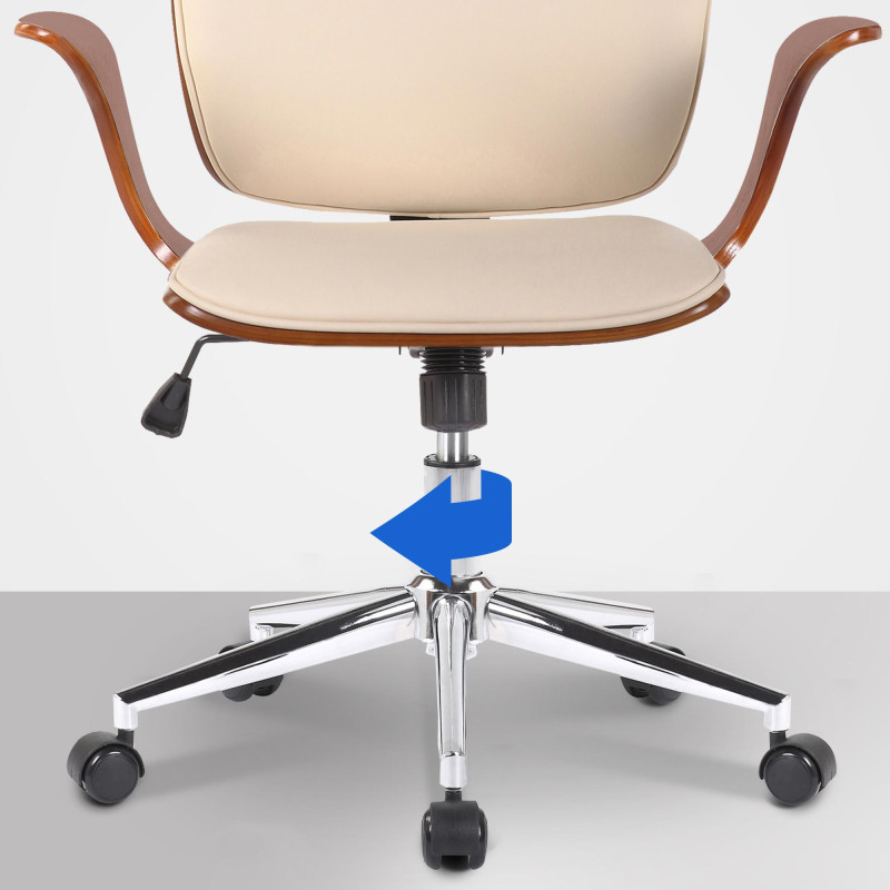 Chaise de bureau Burbank en similicuir noix/crème