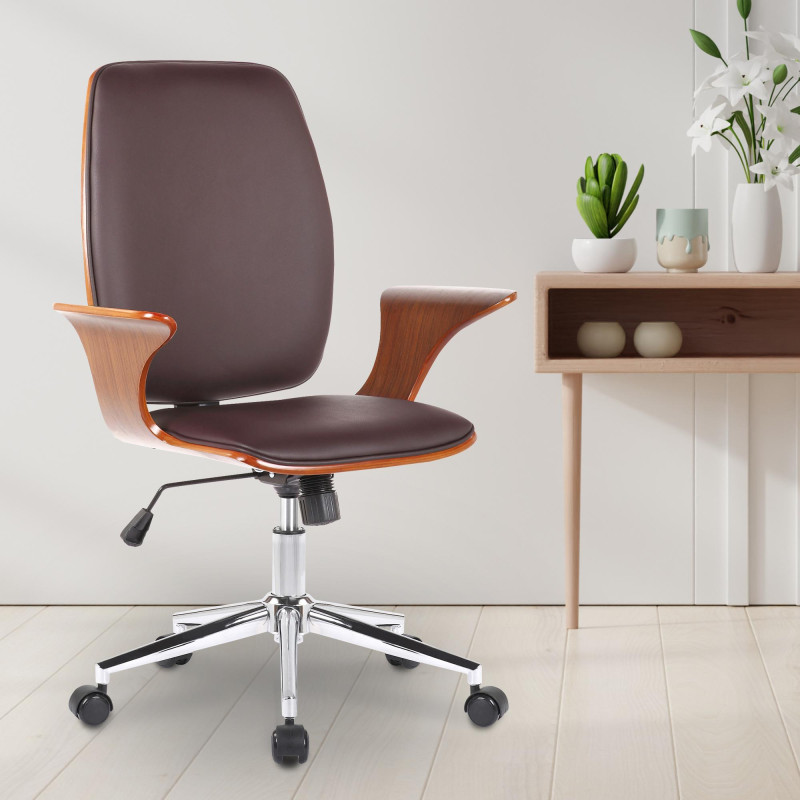Chaise de bureau Burbank en similicuir noyer/marron