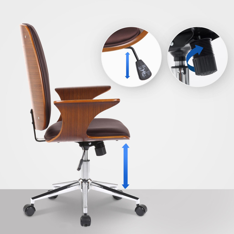 Chaise de bureau Burbank en similicuir noyer/marron