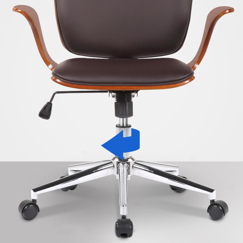 Chaise de bureau Burbank en similicuir noyer/marron