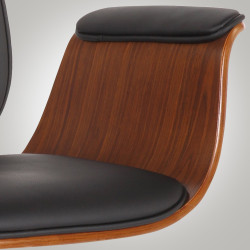 Chaise de bureau Kemberg en cuir artificiel noyer/noir