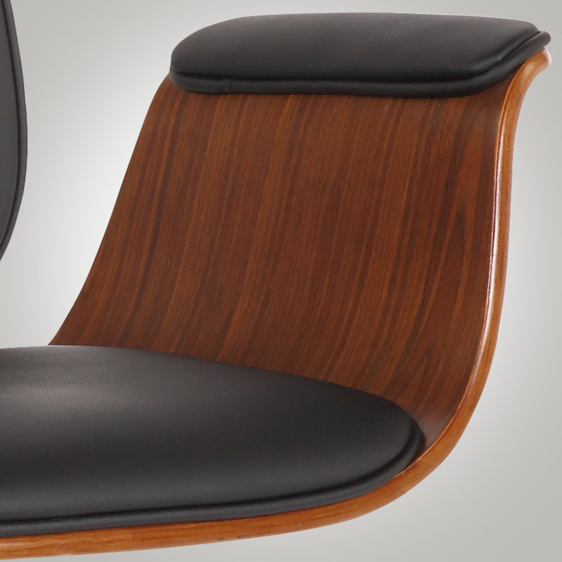 Chaise de bureau Kemberg en cuir artificiel noyer/noir