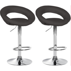 Ensemble de 2 tabourets de bar Olinda, tissu, chrome, gris foncé