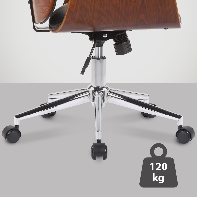 Chaise de bureau Kemberg en cuir artificiel noyer/noir