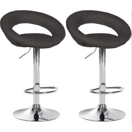 Ensemble de 2 tabourets de bar Olinda, tissu, chrome, gris foncé