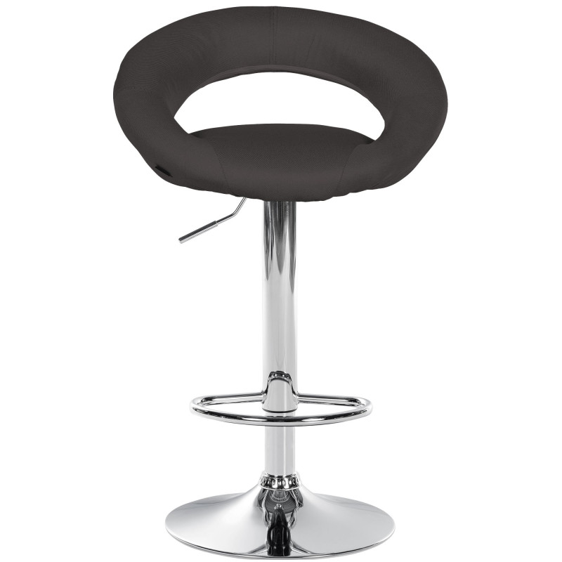 Ensemble de 2 tabourets de bar Olinda, tissu, chrome, gris foncé