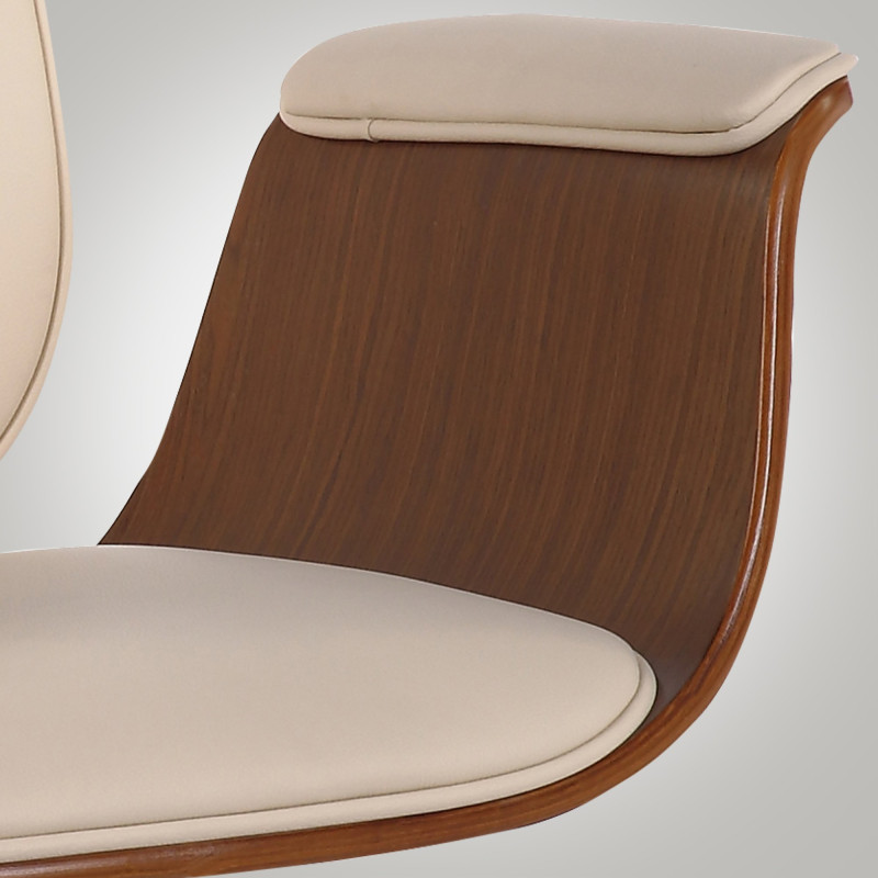 Chaise de bureau Kemberg en cuir artificiel noix/crème