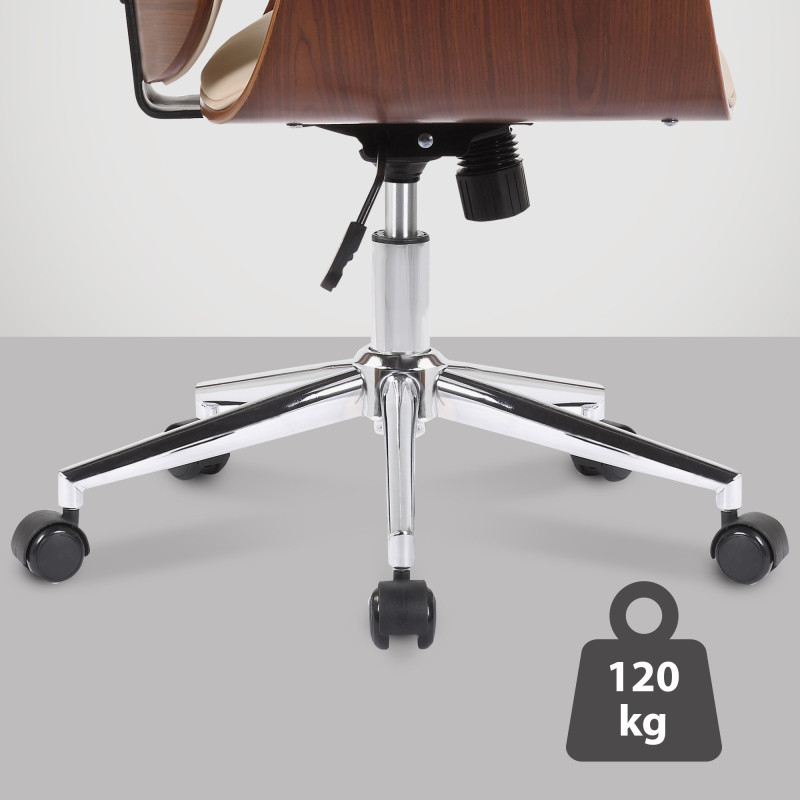 Chaise de bureau Kemberg en cuir artificiel noix/crème