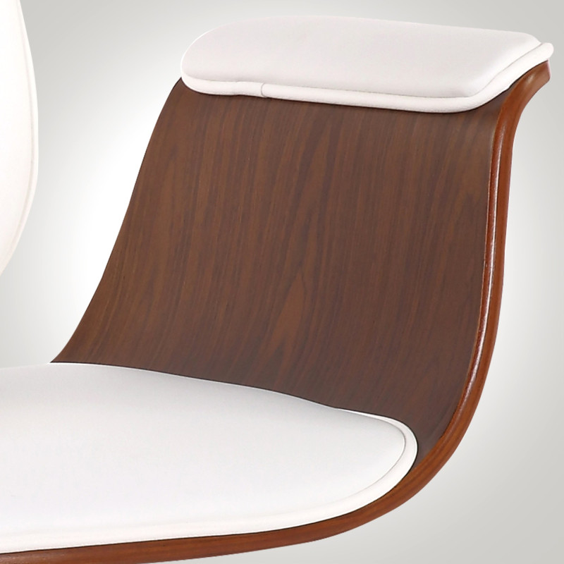 Chaise de bureau Kemberg en cuir artificiel noyer/blanc