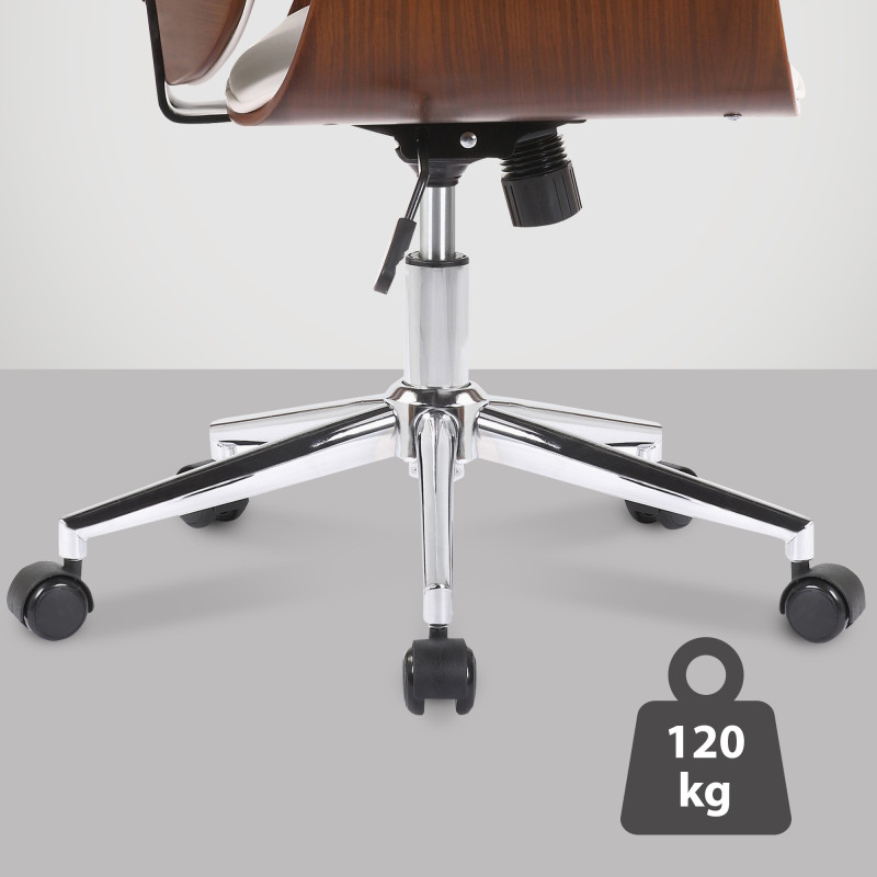 Chaise de bureau Kemberg en cuir artificiel noyer/blanc