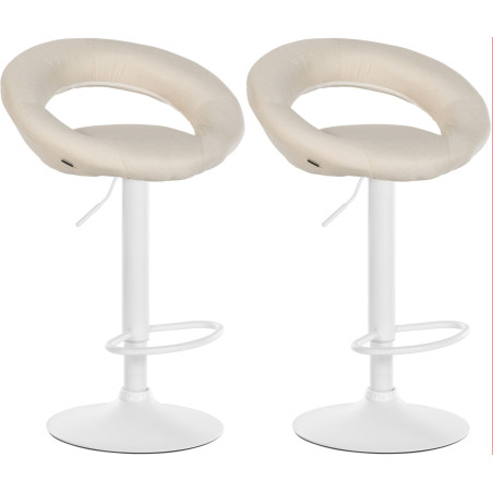 Set di 2 sgabelli da bar Olinda, tessuto bianco/crema