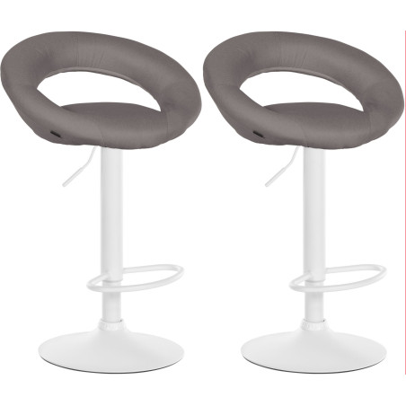 Set di 2 sgabelli da bar Olinda, tessuto bianco/grigio