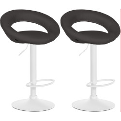 Conjunto de 2 banquetas de bar Olinda, tecido branco/cinza escuro