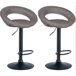 Ensemble de 2 tabourets de bar Olinda, en tissu, noir et gris