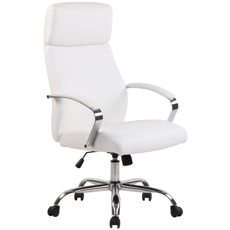 Chaise de bureau Faro XL en cuir artificiel blanc