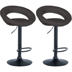 Ensemble de 2 tabourets de bar Olinda, tissu noir/gris foncé