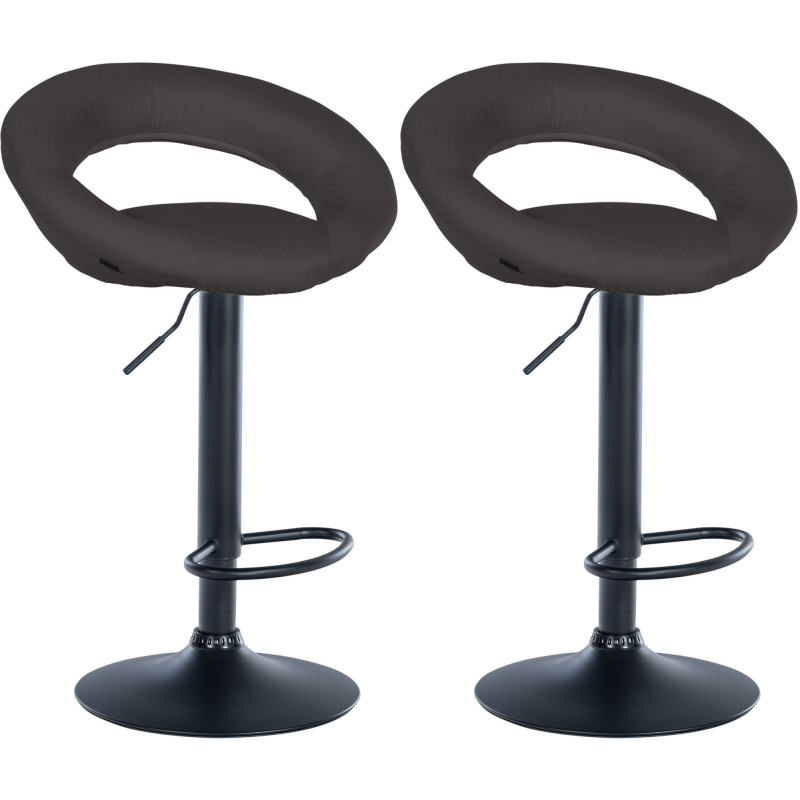 Ensemble de 2 tabourets de bar Olinda, tissu noir/gris foncé