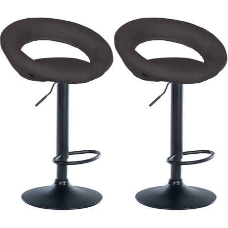 Ensemble de 2 tabourets de bar Olinda, tissu noir/gris foncé