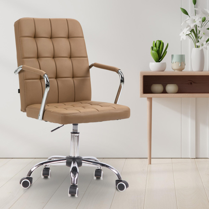 Chaise de bureau Terni en cuir artificiel marron clair