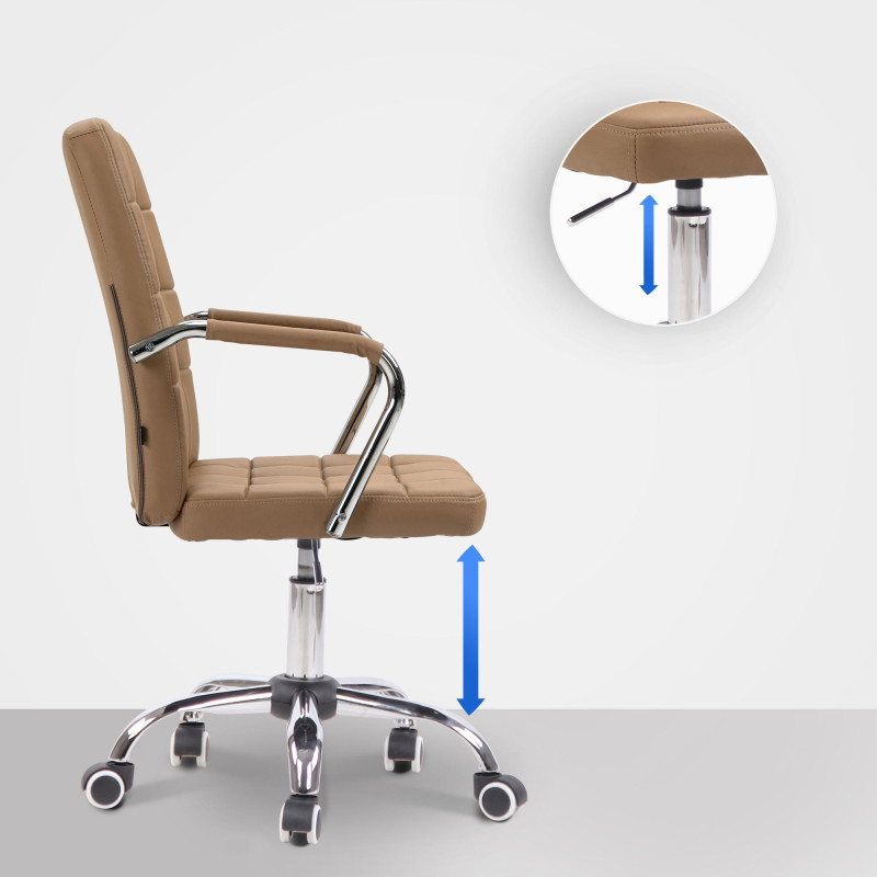 Chaise de bureau Terni en cuir artificiel marron clair