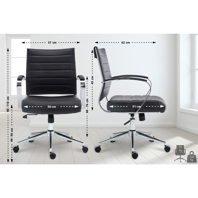 Chaise de bureau Oakland en similicuir noir