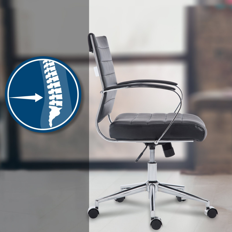 Chaise de bureau Oakland en similicuir noir