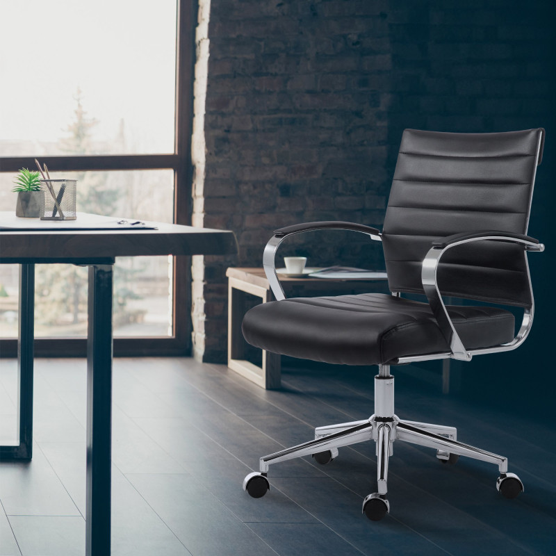 Chaise de bureau Oakland en similicuir noir