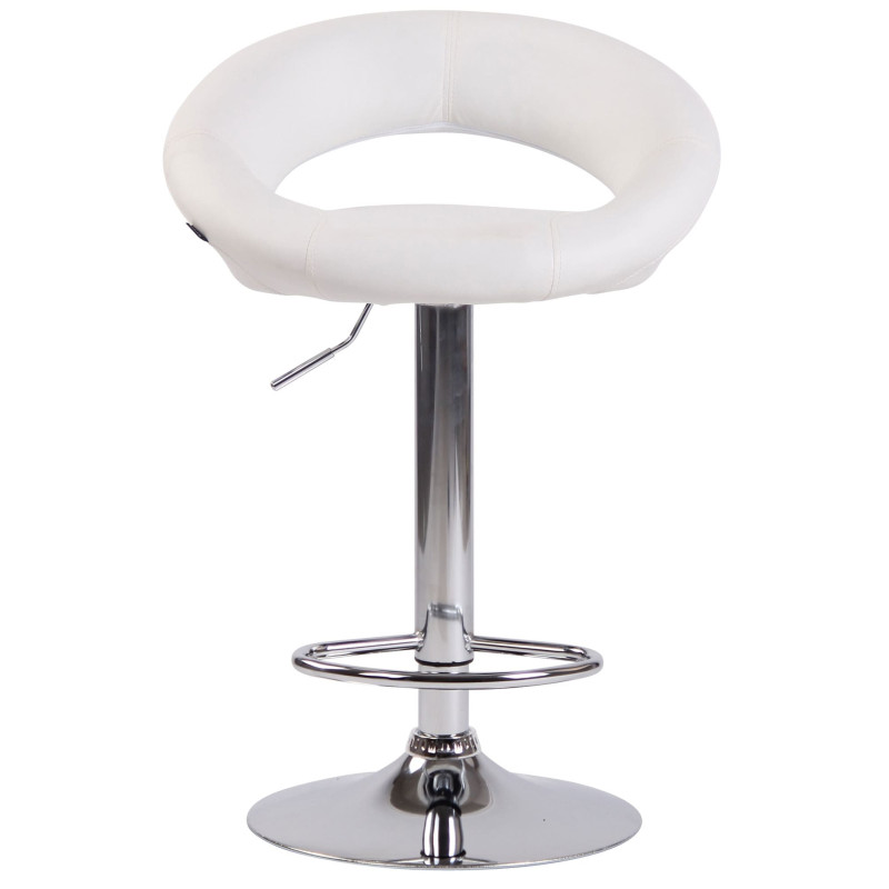 Ensemble de 2 tabourets de bar Olinda, similicuir, chrome, blanc