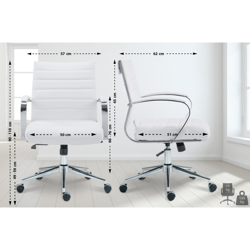 Chaise de bureau Oakland en similicuir blanc