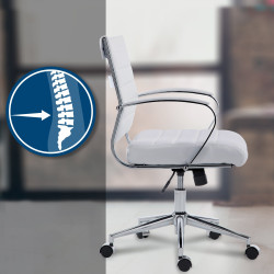 Chaise de bureau Oakland en similicuir blanc