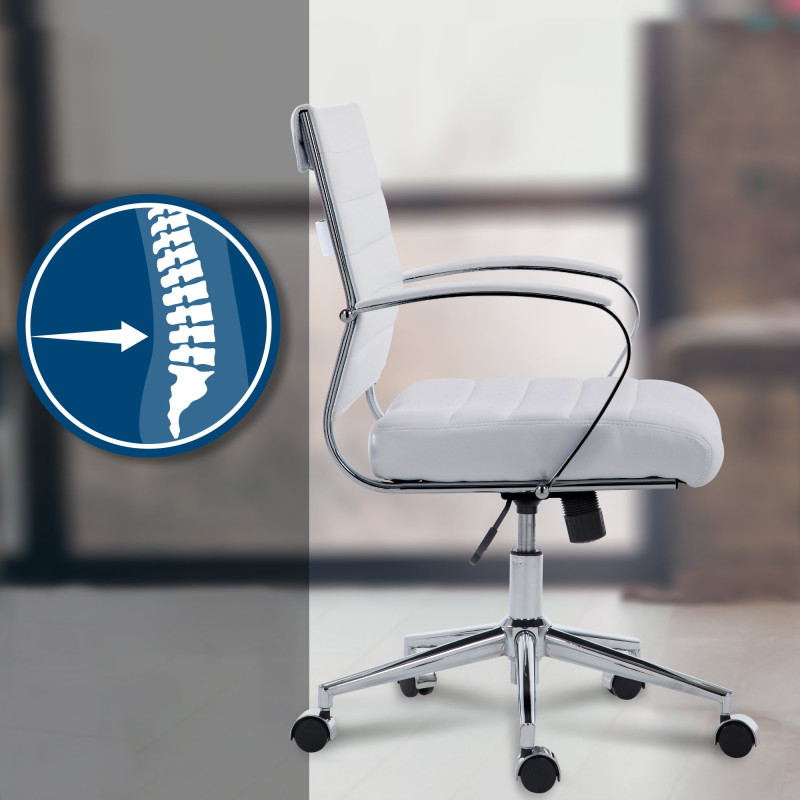 Chaise de bureau Oakland en similicuir blanc