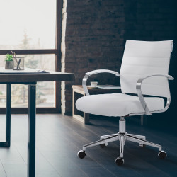 Chaise de bureau Oakland en similicuir blanc