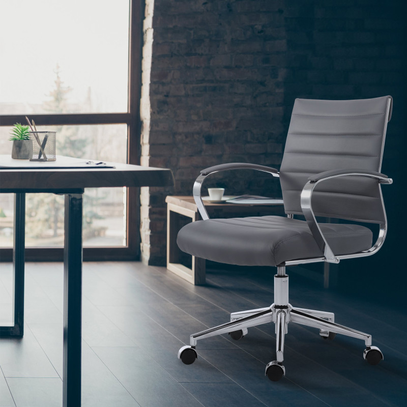 Chaise de bureau Oakland en similicuir gris