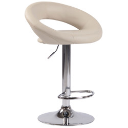 Conjunto de 2 banquetas de bar Olinda, em couro sintético, cromadas, cor creme.