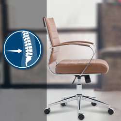 Chaise de bureau Oakland en similicuir marron clair