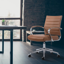 Chaise de bureau Oakland en similicuir marron clair