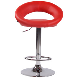 Juego de 2 taburetes de bar Olinda, piel sintética, rojo cromado