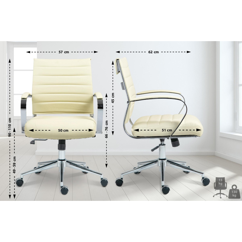 Chaise de bureau Oakland en similicuir crème