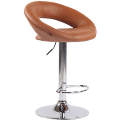 Ensemble de 2 tabourets de bar Olinda, similicuir, chrome, marron clair