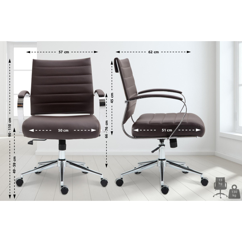 Chaise de bureau Oakland en similicuir brun