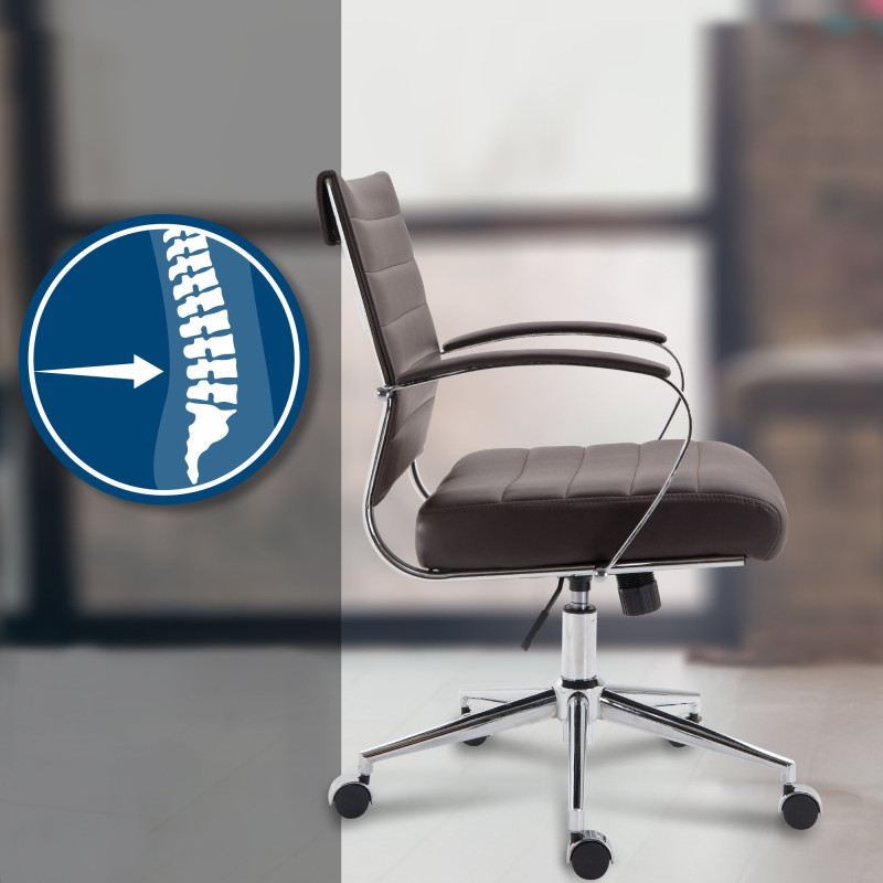 Chaise de bureau Oakland en similicuir brun