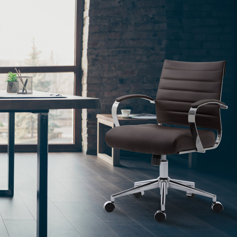 Chaise de bureau Oakland en similicuir brun