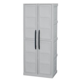 TOOD Armoire de rangement haute en résine 3 tablettes avec porte balai