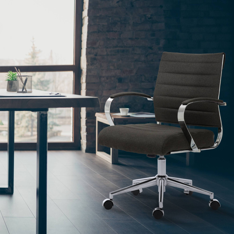 Chaise de bureau en tissu Oakland gris foncé