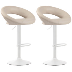 Set di 2 sgabelli da bar Olinda, similpelle, bianco/crema