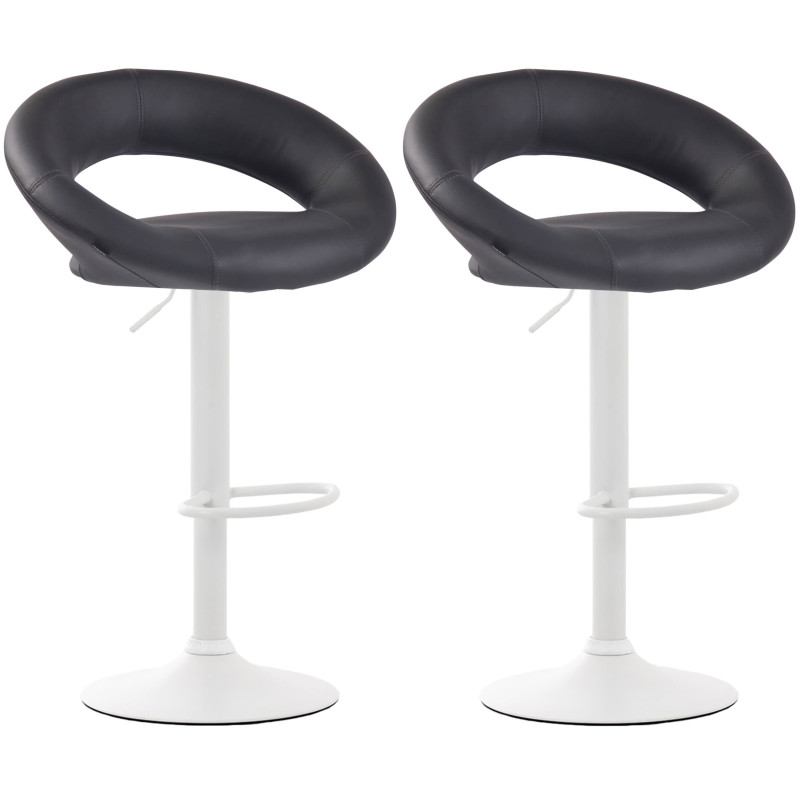 Conjunto de 2 banquetas de bar Olinda, em couro sintético, branco/cinza.