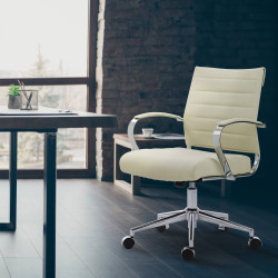 Chaise de bureau en tissu Oakland crème